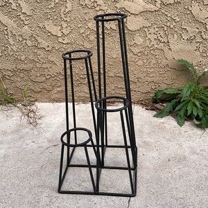 Black, Metal Rod, 4 Tier, Different Height Candle Holder,